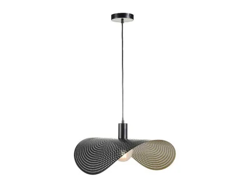 Gebogen Hanglamp Met Design-Stijl Van Metaal - L60 X D41 Cm - Zwart En Binnenkant Goudkleurig - Lucena