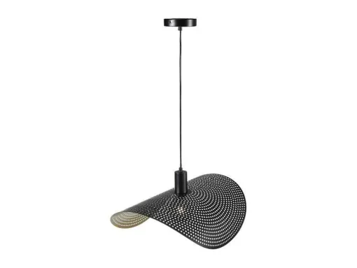 Gebogen Hanglamp Met Design-Stijl Van Metaal - L60 X D41 Cm - Zwart En Binnenkant Goudkleurig - Lucena