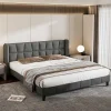 Gestoffeerd Bed 160X200Cm In Fluweel Met Lattenbodem - Grijs