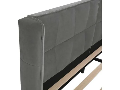 Gestoffeerd Bed 160X200Cm In Fluweel Met Lattenbodem - Grijs