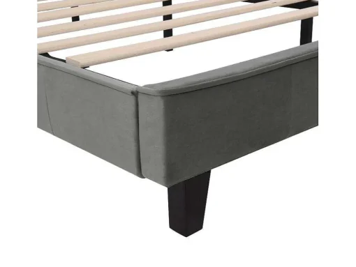 Gestoffeerd Bed 160X200Cm In Fluweel Met Lattenbodem - Grijs