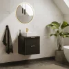 Gestreept Hangend Meubel Onder Wastafel - Zwart - L60 Cm - Zevara