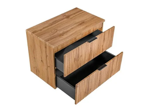 Gestreept Hangend Meubel Onder Wastafel Met Plank - Licht Naturel - L80 Cm - Zevara