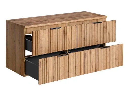 Gestreept Hangend Meubel Onder Wastafel Met Plank - Licht Naturel - L120 Cm - Zevara