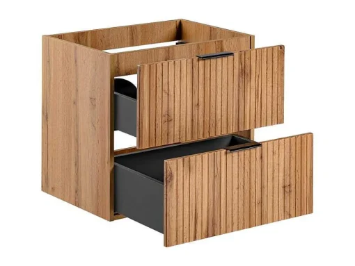 Gestreept Hangend Meubel Onder Wastafel - Licht Naturel - L60 Cm - Zevara