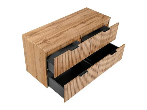 Gestreept Hangend Meubel Onder Wastafel Met Plank - Licht Naturel - L120 Cm - Zevara