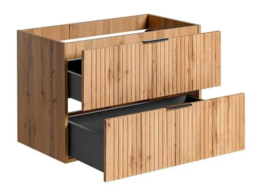 Gestreept Hangend Meubel Onder Wastafel - Licht Naturel - L80 Cm - Zevara