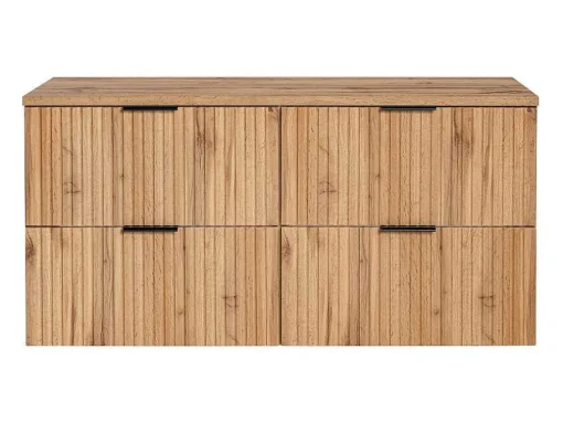 Gestreept Hangend Meubel Onder Wastafel Met Plank - Licht Naturel - L120 Cm - Zevara