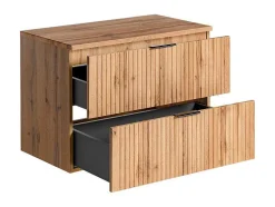 Gestreept Hangend Meubel Onder Wastafel Met Plank - Licht Naturel - L80 Cm - Zevara