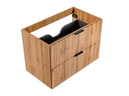Gestreept Hangend Meubel Onder Wastafel - Licht Naturel - L80 Cm - Zevara