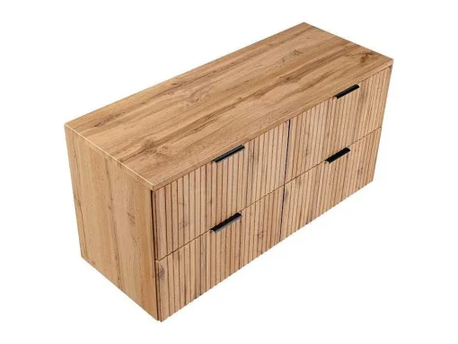 Gestreept Hangend Meubel Onder Wastafel Met Plank - Licht Naturel - L120 Cm - Zevara
