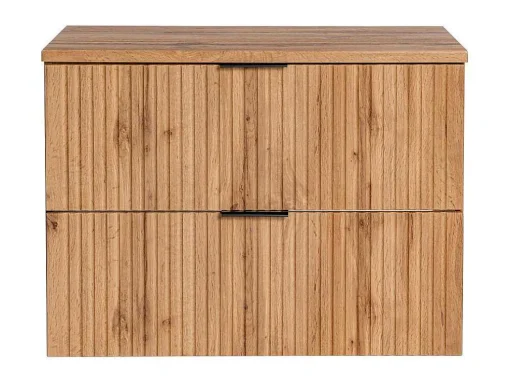 Gestreept Hangend Meubel Onder Wastafel Met Plank - Licht Naturel - L80 Cm - Zevara