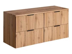 Gestreept Hangend Meubel Onder Wastafel Met Plank - Licht Naturel - L120 Cm - Zevara