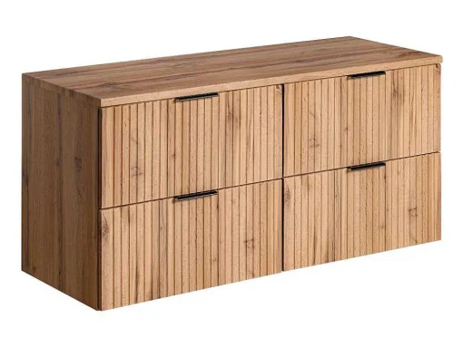 Gestreept Hangend Meubel Onder Wastafel Met Plank - Licht Naturel - L120 Cm - Zevara