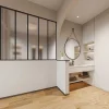 Glasraam Werkplaatsstijl Van Van Aluminium En Gematteerd Glas - 150 X 130 Cm - Zwart - Bayview