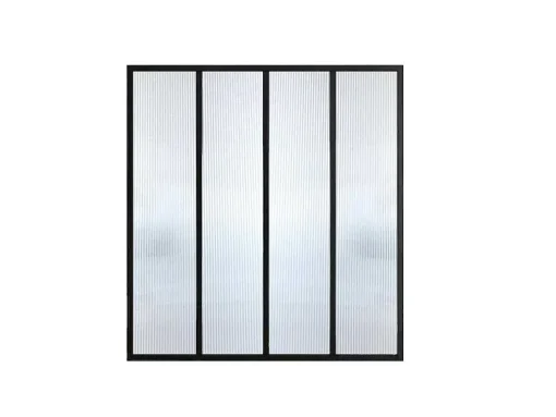 Glazen Designbinnenraam Van Gepoederlakt Aluminium En Gehard Textuurglas 120 X 105 Cm Zwart Vietra