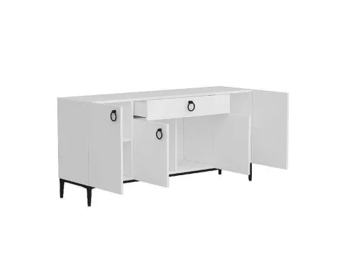 Gloria Multifunctioneel Kabinet, Wit, Zwart, 160X42X75 Cm, Epikasa