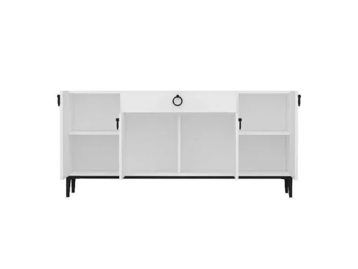 Gloria Multifunctioneel Kabinet, Wit, Zwart, 160X42X75 Cm, Epikasa