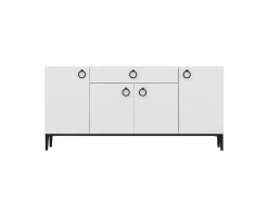Gloria Multifunctioneel Kabinet, Wit, Zwart, 160X42X75 Cm, Epikasa