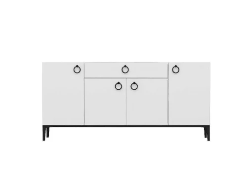 Gloria Multifunctioneel Kabinet, Wit, Zwart, 160X42X75 Cm, Epikasa