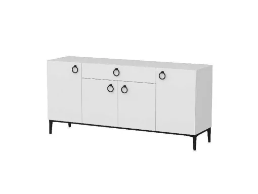 Gloria Multifunctioneel Kabinet, Wit, Zwart, 160X42X75 Cm, Epikasa