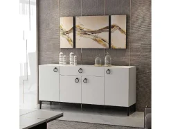 Gloria Multifunctioneel Kabinet, Wit, Zwart, 160X42X75 Cm, Epikasa