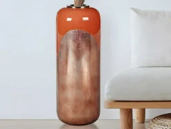 Grote Geemailleerde Metalen Vaas - D. 30 X H. 82 Cm - Terracotta En Koperblad - Perlin