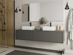 Hangend Badkamermeubel - Antraciet Grijze Kleur - L150 Cm - Isaure Ii