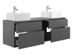 Hangend Badkamermeubel Met Dubbele Wastafel En Spiegels - Grijs - 150 Cm - Magdalena Ii
