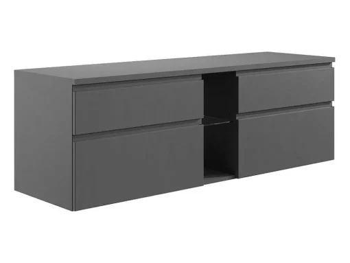 Hangend Badkamermeubel Met Dubbele Wastafel En Spiegels - Grijs - 150 Cm - Magdalena Ii