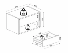 Hangend Nachtkastje - 1 Lade En 1 Nis - Zwart - Ritami