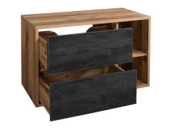 Hangend Wastafelmeubel - Naturel En Antraciet - 100 Cm - Tikitiki