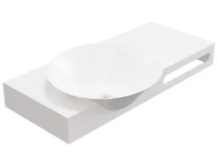 Hangende Vaste Wastafel Met Handdoekhouder - Wit - L100 X B54 X H20 Cm - Yumiko