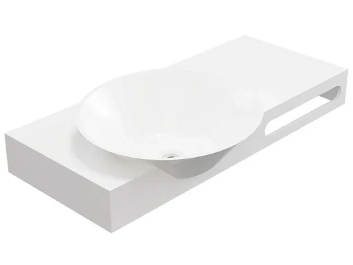 Hangende Vaste Wastafel Met Handdoekhouder - Wit - L100 X B54 X H20 Cm - Yumiko
