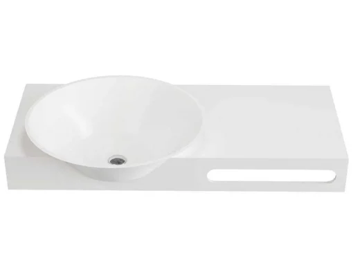 Hangende Vaste Wastafel Met Handdoekhouder - Wit - L100 X B54 X H20 Cm - Yumiko