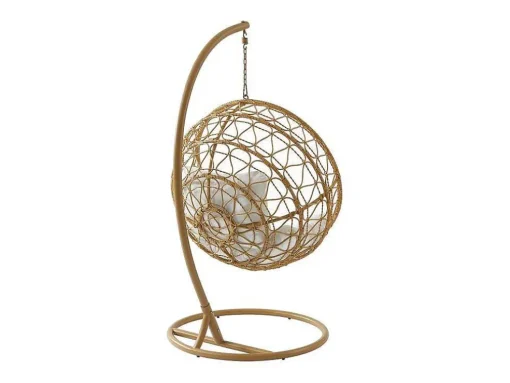Hangfauteuil Van Gevlochten Hars - Licht Naturel Met Wit Kussen - Anivia Van Mylia