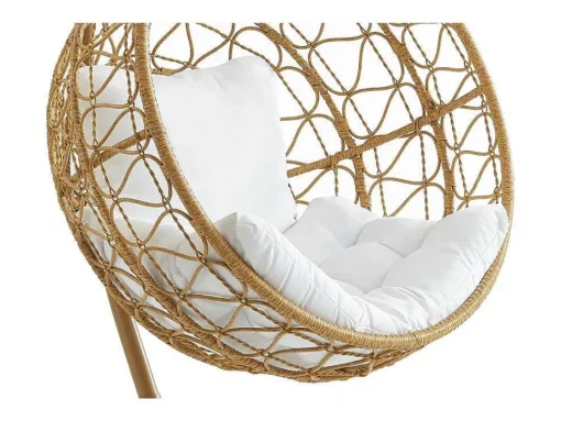 Hangfauteuil Van Gevlochten Hars - Licht Naturel Met Wit Kussen - Anivia Van Mylia