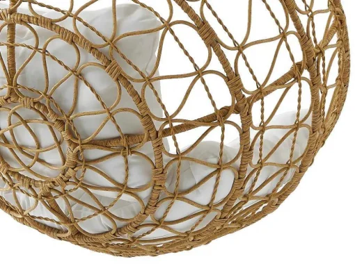 Hangfauteuil Van Gevlochten Hars - Licht Naturel Met Wit Kussen - Anivia Van Mylia