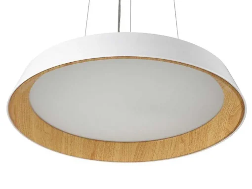 Hanglamp Met Ledverlichting Van Metaal En Aluminium - D45 Cm - Wit En Naturel - Derry
