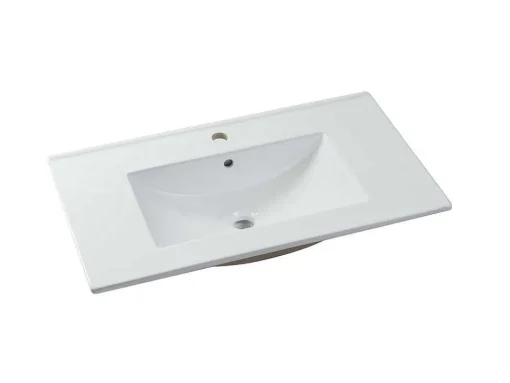Hangmeubel Voor Badkamer Met Strepen Met Inbouwwastafel - Zwart - 80 Cm - Zevara
