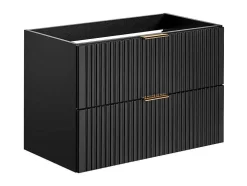 Hangmeubel Voor Badkamer Met Strepen Met Inbouwwastafel - Zwart - 80 Cm - Zevara
