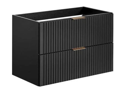 Hangmeubel Voor Badkamer Met Strepen Met Inbouwwastafel - Zwart - 80 Cm - Zevara