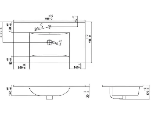 Hangmeubel Voor Badkamer Met Strepen Met Inbouwwastafel - Zwart - 80 Cm - Zevara