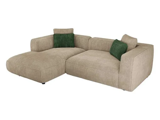 Hoekbank Met Hoek Links Van Beige Velours Met Textuur Talmine