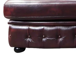 Hoekbank Van 100% Buffelleer Chesterfield Brenton - Kersenrood - Hoek Rechts