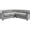 Hoekbank Van Fluweel Chesterfield - Zilvergrijs