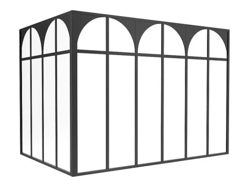 Hoekraam Werkplaats Met Art-Decostijl Van Gepoedercoat Aluminium L180 X B120 X H130 Cm - Zwart - Arcadea
