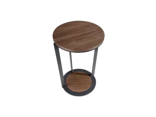 Hoektafel In Walnoothout En Zwart Staal 2116 Angel Cerda