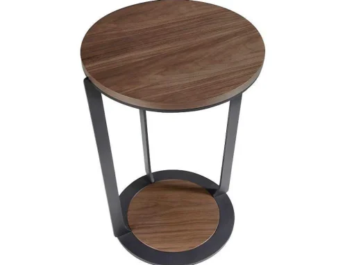 Hoektafel In Walnoothout En Zwart Staal 2116 Angel Cerda