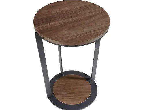 Hoektafel In Walnoothout En Zwart Staal 2116 Angel Cerda